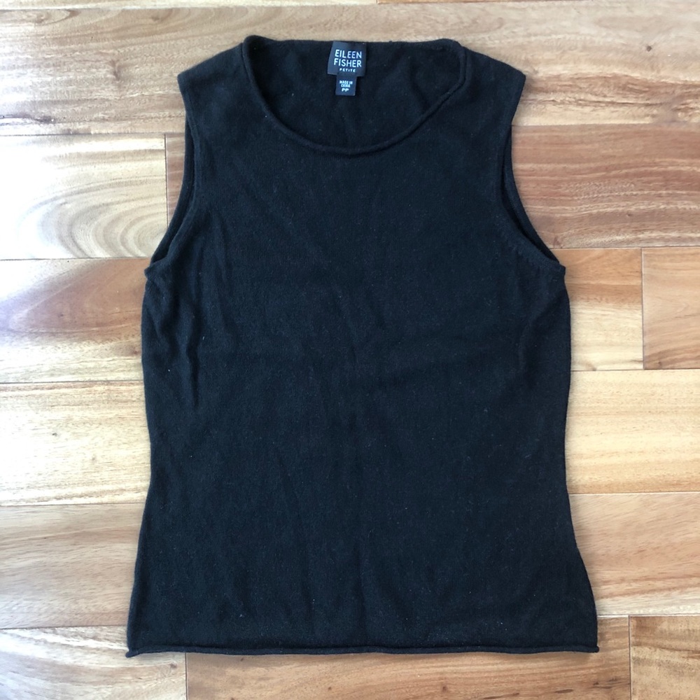 Eileen Fisher silk cashmere shell VGUC black PP